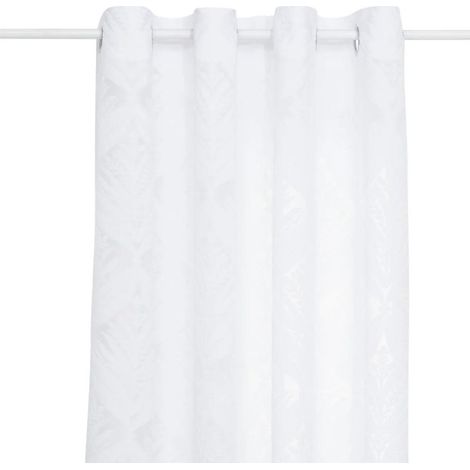 Rideau Voilage Motifs Végétaux "Lazi" 140x240cm Blanc (1/3)