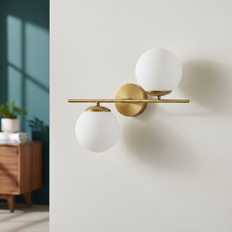Aplique de Pared Oro con Tulipas de Cristal Blanco  Serie ANABEL (1/5)