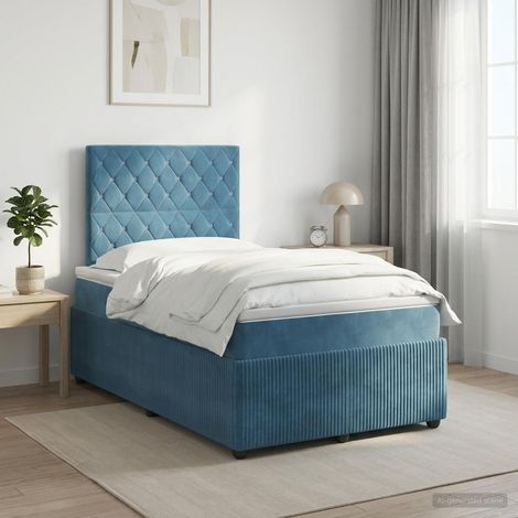 vidaXL Lit boxspring avec matelas Bleu 120 x 190 cm Velours (1/5)