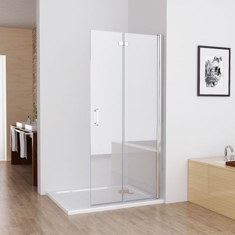 MIQU Faltbar Duschwand 120x185 cm Walk in Dusche Pendeltüren Duschabtrennung mit Falttür Drehtür Duschkabine Nischentür 6mm NANO Sicherheitsglas Duschtrennwand ohne Duschwanne