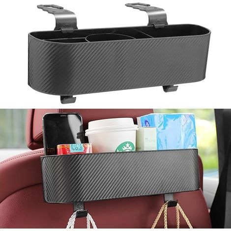 Organiseur de siège arrière de Voiture avec Porte-gobelet, boîte de Rangement à Suspendre pour Dossier de siège avec Crochets, Multifonction pour Boissons, Aliments, collations, téléphone pour (1/4)