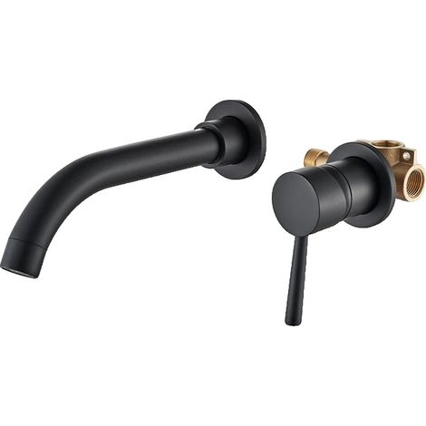 Robinetterie de lavabo, Design contemporain, Installation facile, 210mm, Noir Mat (1/2)