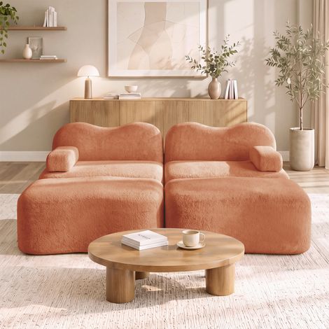 Canapé / salon de jardin, extérieur, terrasse, confort et déco, avec accoudoirs, coussins inclus, orange, confort salon, assise moelleuse design (1/5)