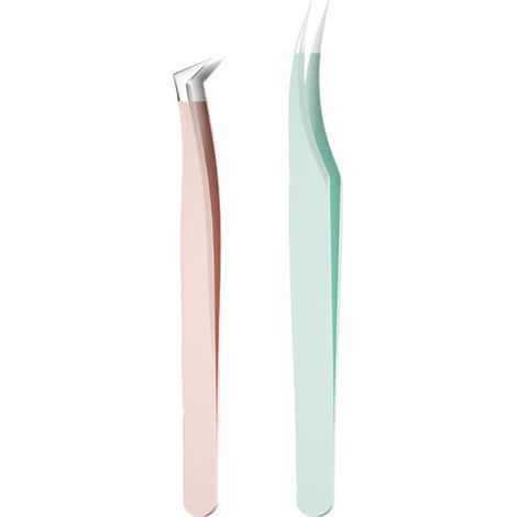 Lot de 2 pinces professionnelles pour faux cils, avec boîte de rangement