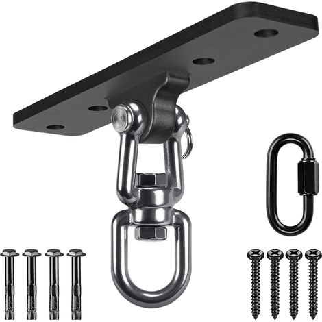 Suspension Le Hamac Suspendre la Balançoire Ensemble de Support Pivotant 360 avec Mousqueton pour Suspendre Un Sac Lourd, Une Chaise Hamac, Support Mural en Bois/Béton, Jusqu'à 600lbs