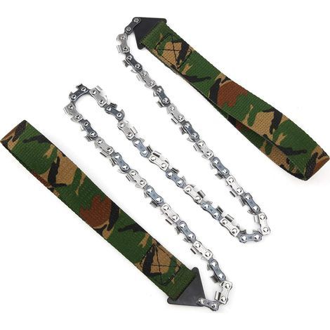 Handkettensäge - Mini-Handkettensäge zum Überleben im Freien, 33T, Logging, Camping, Taschensäge, Camouflage