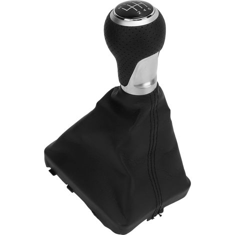Pommeau de levier de vitesses à 6 rapports pour Audi A6 C6 (2004-2011, conduite à gauche), inscription blanche, ergonomique, anneau argenté. (1/5)
