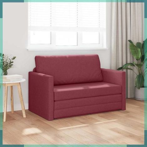 4106694 Canapé-Lit 110cm Bordeaux tissu (1/5)
