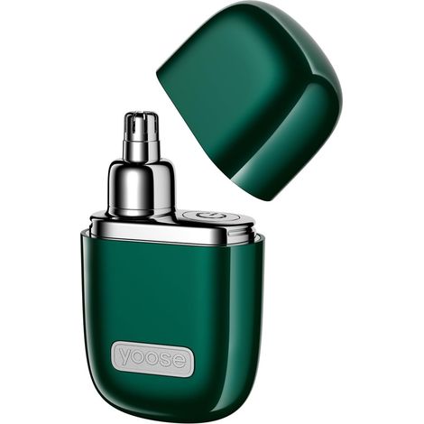 yoose Men's Alloy Nose Ear Trimmer - Nose Shaver, USB C Rechargeable, IPX Waterproof, Painless, , RPM Motor, Double Edge Blades with, Scissors for Nose and Ears, Painless. (Green) (1/5)