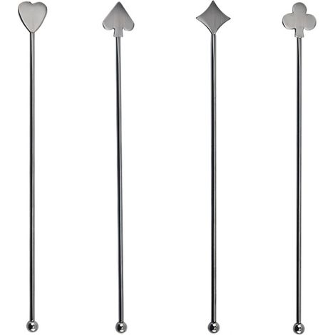 Cuillère À Café En Acier Inoxydable - Cuillère À Cocktail Swizzle - Pour Boissons Chaudes Et Froides - Lot De 4 (1/5)