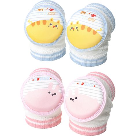2 paires de genouillères pour bébé pour les premiers pas en été, genouillères respirantes avec coussinets spongieux, antidérapantes et protectrices pour les genoux. (1/5)