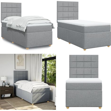 Boxspringbett mit Matratze Hellgrau 90x200 cm Stoff - Boxspringbett - Doppelbett - Bettsofa - Schlafsystem - Polsterbett - Home & Living (1/5)