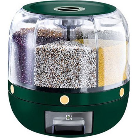 Boîte de rangement rotative 6 compartiments pour riz, noix et (1/5)