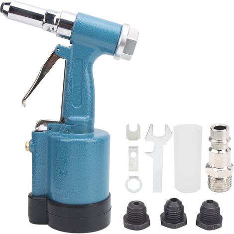 Pistolet à riveter pneumatique 3 mors qualité industrielle pour rivets aviation aluminium hydraulique structure bleu style européen (1/5)