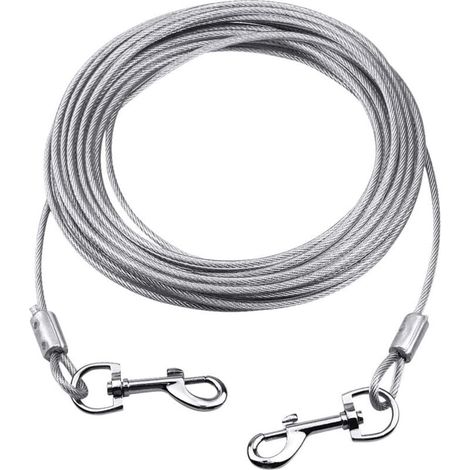 Câble d'attache pour Chiens jusqu'à 80 kg, 10M (Blanc), Animaux de Compagnie Plomb pour Chiens de Petite, Moyenne ou Grande Taille (Blanc, 10M)