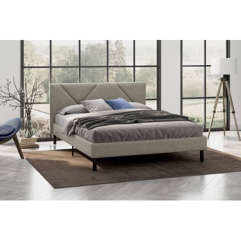 Cama Zeffirio de media plaza, somier para dormitorio, ropa de cama de Bedroom, soporte de colchón, apto para colchón de 120 x 190 cm, color gris paloma (1/5)