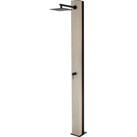 IMEX Ducha Solar de Piscina Beige en Acero S316 con Reservorio de Aluminio de 39 Litros y Difusor Anticalcareo Modelo ALASKA