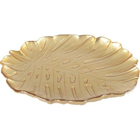 Coupe en Verre en Forme de Feuille Dorée pour Apéritif et Dessert - 19 x 21 x 2 cm - PANGIVO (1/3)