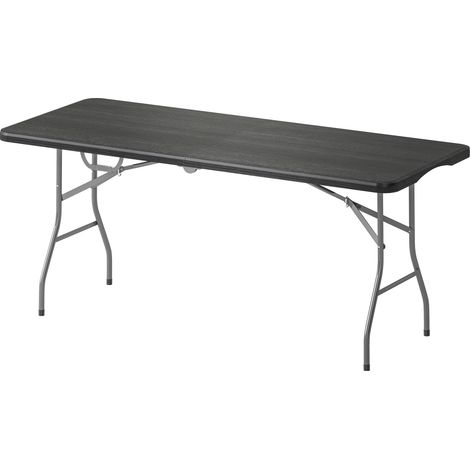 Table pliante PEHD camping extérieur poignée couvre-pieds antidérapants 180 x 74 x 74 cm noir