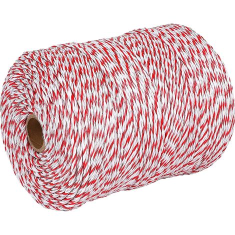 Fil de Clôture Électrique 500m, Corde de Pâturage Rouge/Blanc (1/5)