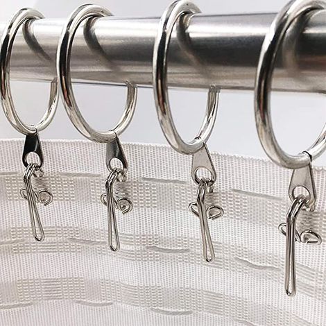 Crochets de rideaux à ruban plissé, crochets en métal argenté, lot de 50, universels pour rideaux de porte et rideaux de douche