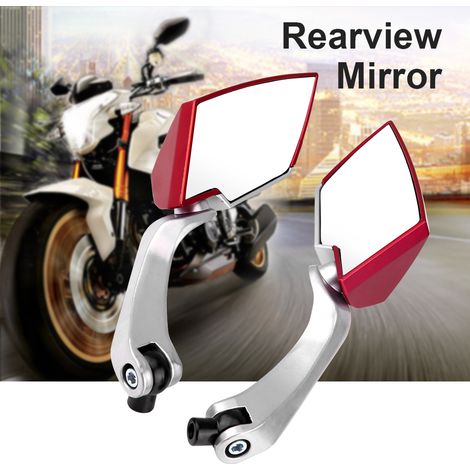 Rétroviseur universel pour moto, paire de miroirs latéraux arrière rouges (1/5)