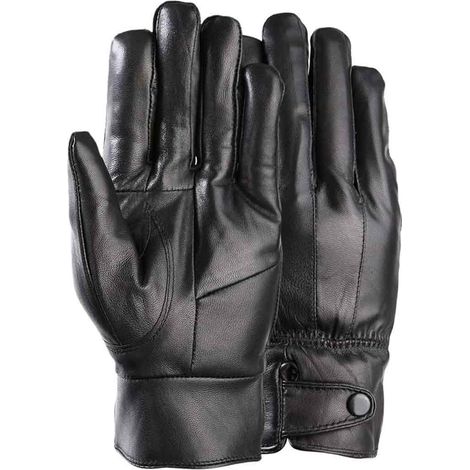 Gants Cyclisme - Cuir Véritable Doublés Polaire - Imperméables Coupe-Vent - Écran Tactile - Pour Moto Vélo - Paire