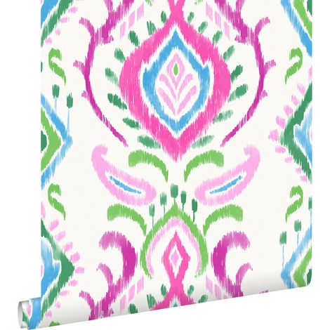 papier peint baroque vert et rose - ESTAhome (1/5)