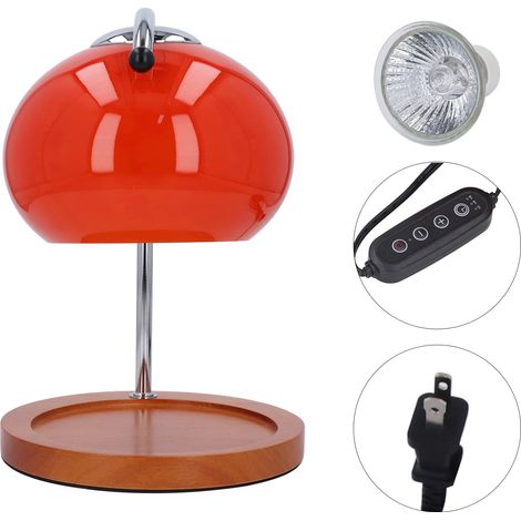 Lampe Chauffe-Cire Électrique Rétro Bois et Verre, Variateur d'Intensité, Minuterie 2H/4H/8H, Sans Flamme, Orange (1/5)