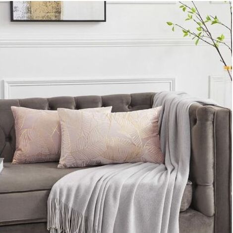 TAISHENGDA-Fodere Per Cuscini 30x50 Cm Velluto Foglie D'oro Fodere Per Cuscini Per Divano Decorativo Fodere Per Cuscini Cuscino Per Divano Camera Da Letto Soggiorno Set Di 2 (1/5)