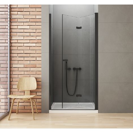 Porte de douche noire pliante droite 120 cm RHODES BLACK (1/5)
