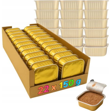 Set di vaschette per cibo umido per cani, 22 x 150 g, cibo economico, 3,3 kg