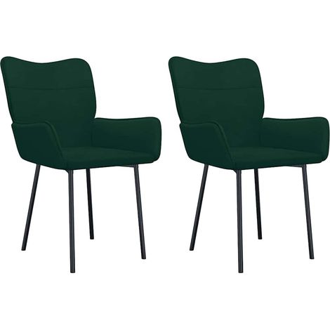 Maison Exclusive - Sedie da Pranzo 2 pz Verde Scuro in Velluto (1/5)