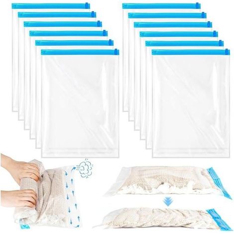 Set of 12 bags under empty for clothes of travel, small bags of travel, 35 x 50 cm, bags of compression s, without vacuum (1/5)