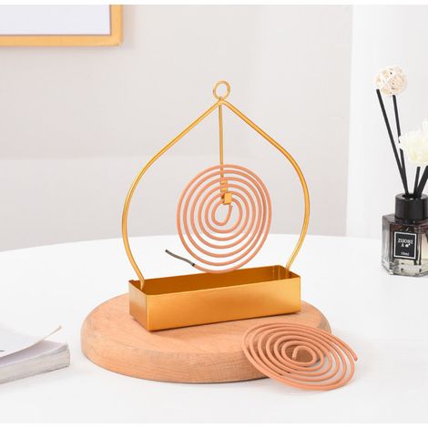 Porte-encens Spirale Métal Anti-Moustiques - Support pour Spirales d'Encens Été - Contenant en Fer pour Maison