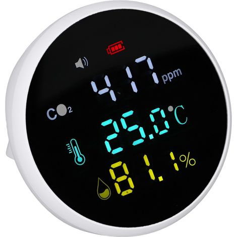 Moniteur de CO2, température et humidité 400‑5000 ppm, surveillance en temps réel, détecteur de CO2 portable haute précision avec alarme (1/5)