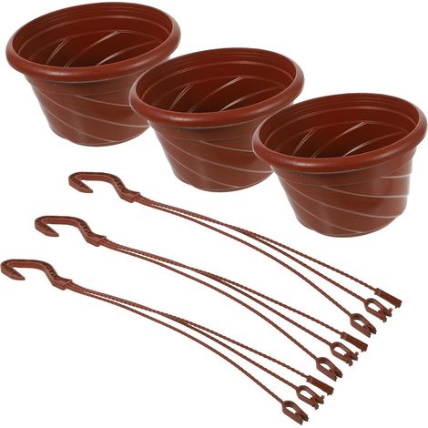GLEAVI Lot de 3 pots suspendus rouges en plastique pour plantes aériennes et chlorophytes (1/5)