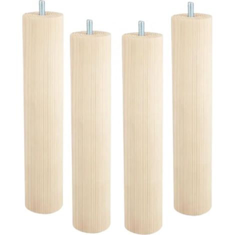 4er Set zylindrische Bettfüße/Waschbeckenfüße 25cm Buche/Beige CIME (1/2)