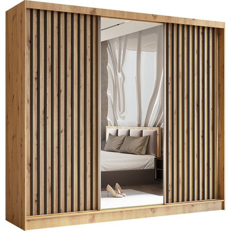 AX LIVING Cabinio Kleiderschrank Artisan Eiche Schwarz 240 cm Breite