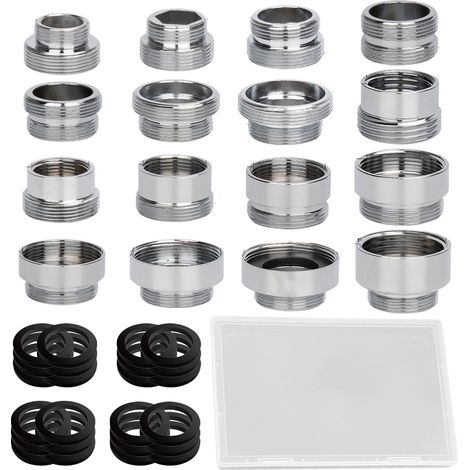 Lot de 16 adaptateurs de raccord d'eau, adaptateur de robinet M18 vers M22, adaptateur de robinet avec filetage, kit réducteur de robinet (1/5)