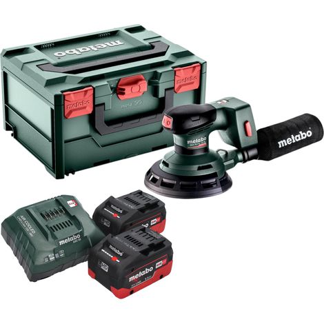 Lijadora rotorbital sin cable Metabo SXA 18 LTX 150 BL 18 V 150 mm sin escobillas + 2x batería LiHD 5,5 Ah + cargador + metaBOX