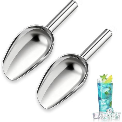 2 Pièces Pelle à Farine, Pelles à Nourriture Matériau en Acier Inoxydable, Pelle a Glacon Multifonctionnel, Pelles Glace Facile Nettoyer, pour Cuisine, Bar, Buffet, Fête (1/5)