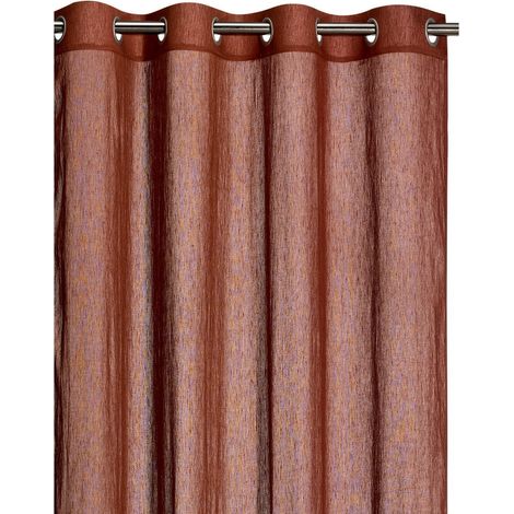 Rideau Voilage Caramel 140 x 280 cm en Lin et Coton Métis avec Œillets en Métal - PANGIVO (1/2)