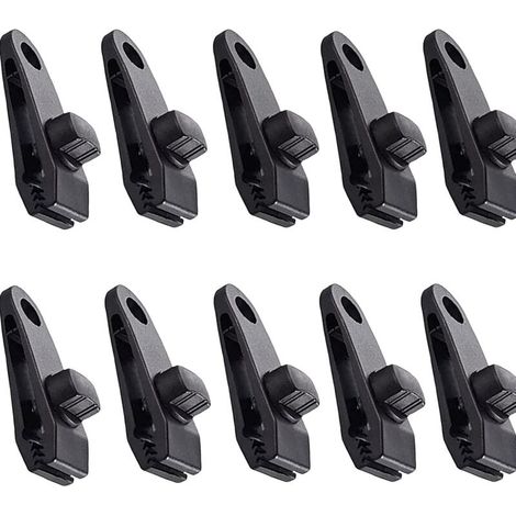 Clips Bâche 10 Pèces Tente Clips Auvents Pince Clip Auvents pour Camping Canopy Clamp Clips de Bâche Auvents pour Activités De Plein Air Noir (1/5)