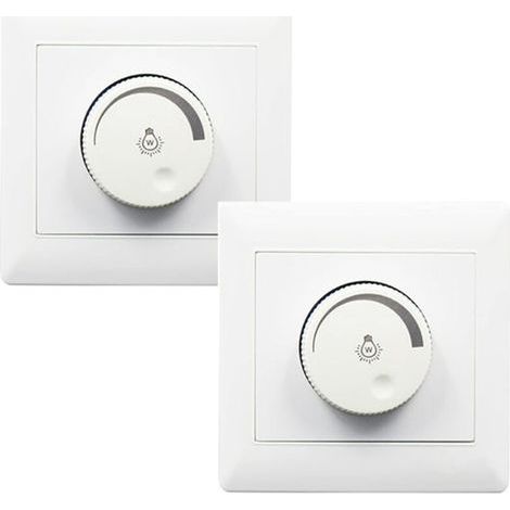 2-pack wall dimmer switch, rotary knob light controller panel - AC180-265V - white (1/4)