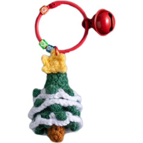 Guirlande De Noël - Pendentif En Laine Tricotée En Forme D'Arbre De Noël - Décoration Pour Arbre À Noël Clés Ou Sac - Lot De 1 (1/5)