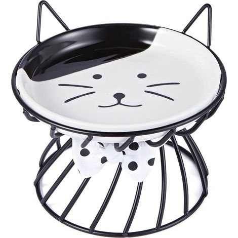 2 Gamelles surélevées, Support métallique antidérapant, Bols céramique eau nourriture, Chat arthrite digestion (1/5)