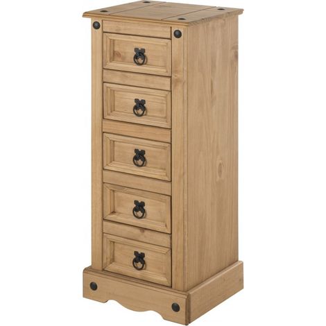 Corona Narrow 5 Drawer Bedside (1/5)