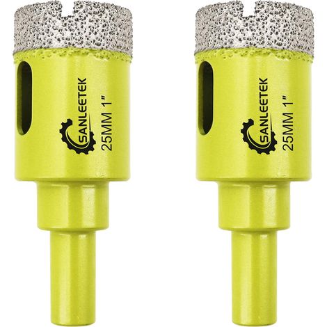 Foret Diamant Carrelage 25mm 2Pièces Scie Cloche Diamant avec Tige Ronde pour Céramique Porcelaine Marbre Granit Quartz (1/5)