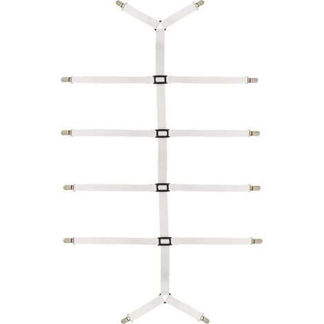 Sangles de drap de lit réglables croisées pour garder votre lit bien rangé (blanc)